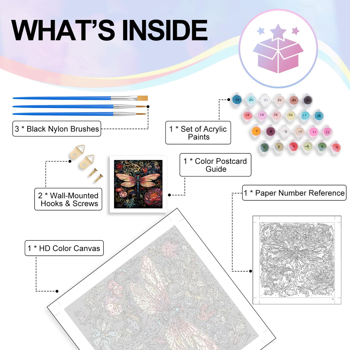 Camocin Paint by Numbers Kit for Adults - Dragonfly Adult Paint by Number Kits on Canvas Without Frame for Beginner, Flowers Oil Painting by Numbers Kit for Gift Home Wall Decor 16x16 Inch Camocin