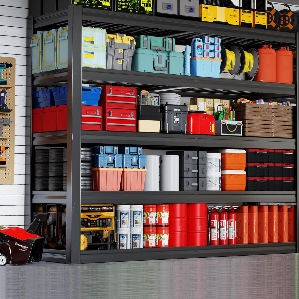 SKZNSA 68" Wide Heavy Duty Garage Shelving Units, 5-Tier Deep Storage Shelves,Black Metal Garage Shelves,Steel Shelf,Large Storage Rack,Industrial Shelving for Shop, 68" W x 20" D x 84" H SKZNSA