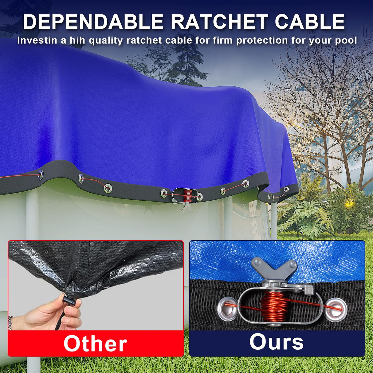 【New Upgrade】 Winter Pool Cover 18 ft Round for Above Ground Pools, Extra Thick Durable Above Ground Swimming Pool Protection Cover, Encryption Grommets,Cold and UV Resistant with Premium Winch,Cable WLLEYAY