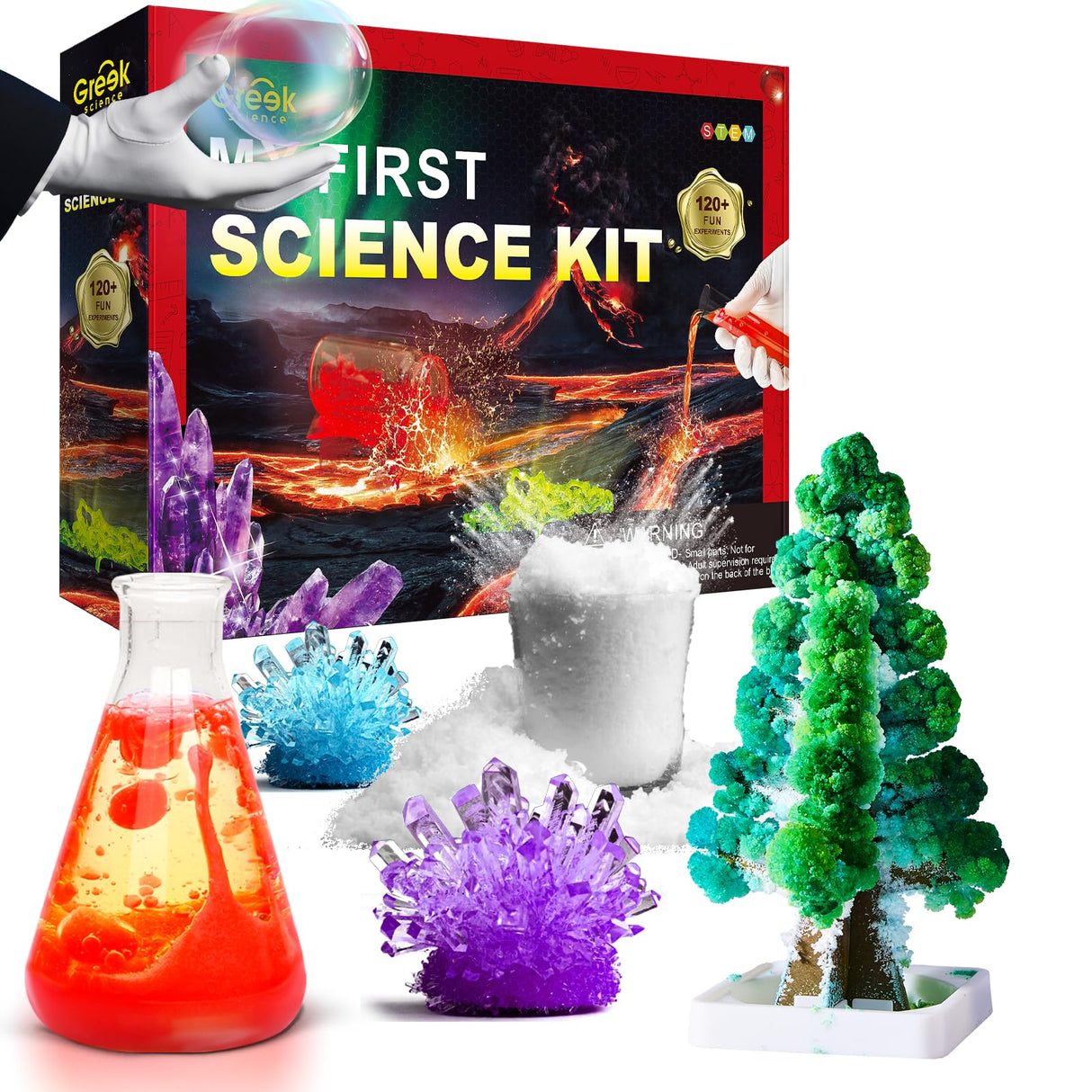 Greek Science My First Chemistry Science Kit with 120+ Experiments for Kids Age 8-10-12-14, Christmas Birthday Gifts for Boys Girls, Chemistry Set STEM Educational Learning Projects Scientist Toys Greek Science