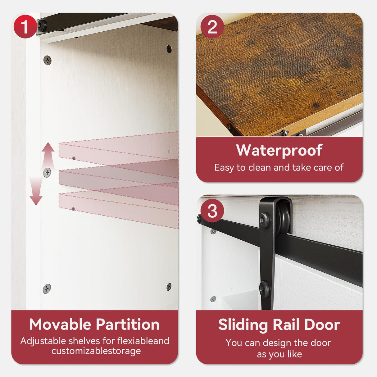 oneinmil 66” Farmhouse TV Stand, Modern Rustic Entertainment Center with Sliding Barn Door and Storage Cabinets, Metal Media TV Console with Set of Shelf for TVs up to 75”, White oneinmil