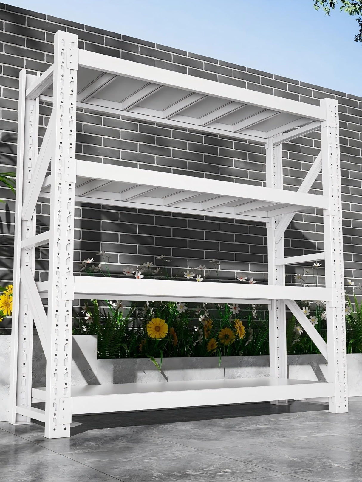Storage Shelves Heavy Duty, Metal Garage Shelving Units, 4 Tier Storage Rack Shelf, Steel Industrial Shelving, Adjustable Standing Shelf for Basement/Warehouse (White, W59.06*D19.69*H78.74) Generic