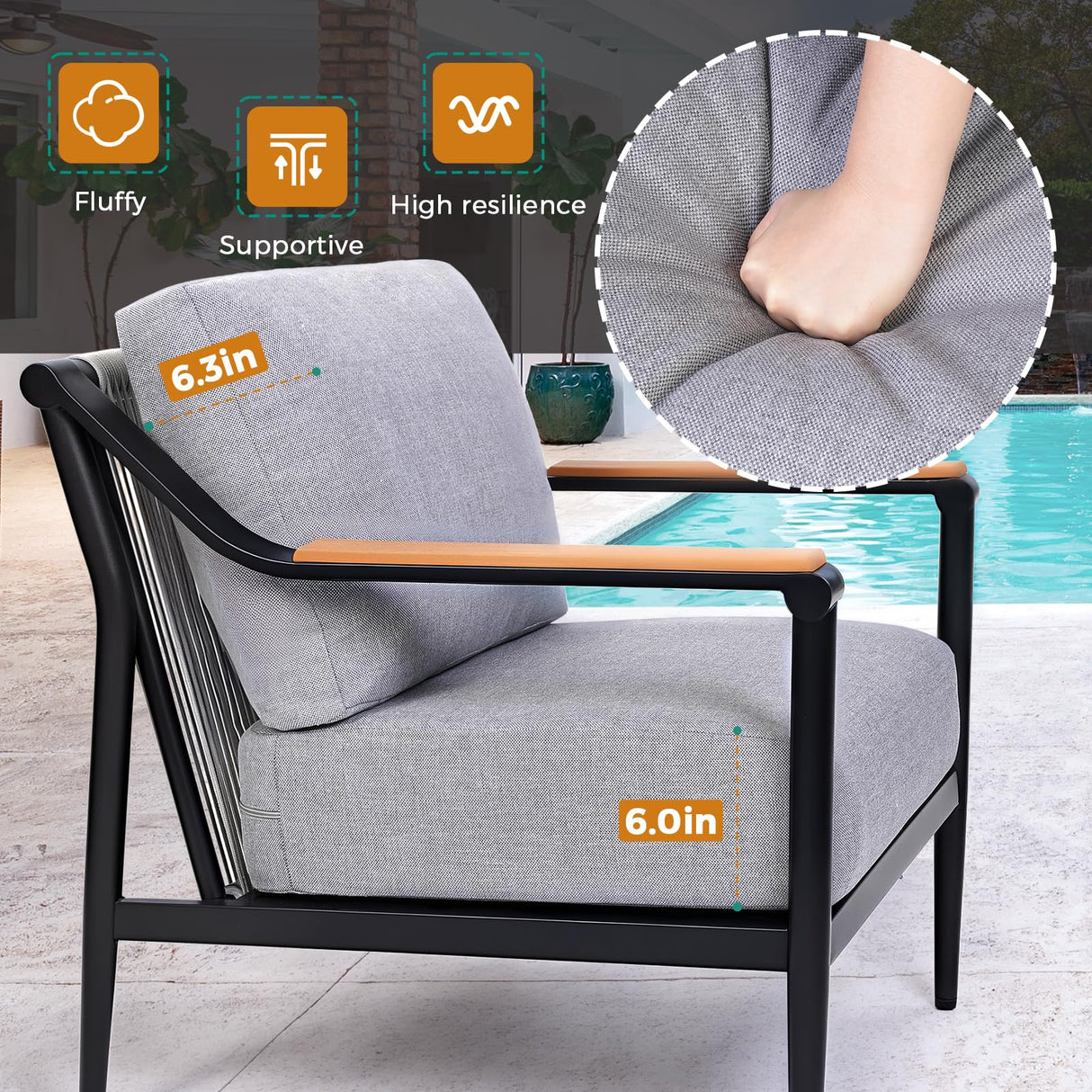 Jocoevol 4 Pieces Outdoor Sofa Conversation Set, 4 Seats Couch Set with Table, Metal Frame Rope Weaving Design UV Resistance Waterproof for Patio Garden Balcony, Grey Jocoevol