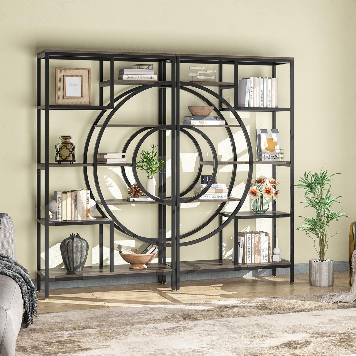 Tribesigns 71 in Geometric 8-Tier Industrial Bookshelf with Metal Frame for Home Office and Living Room Tribesigns