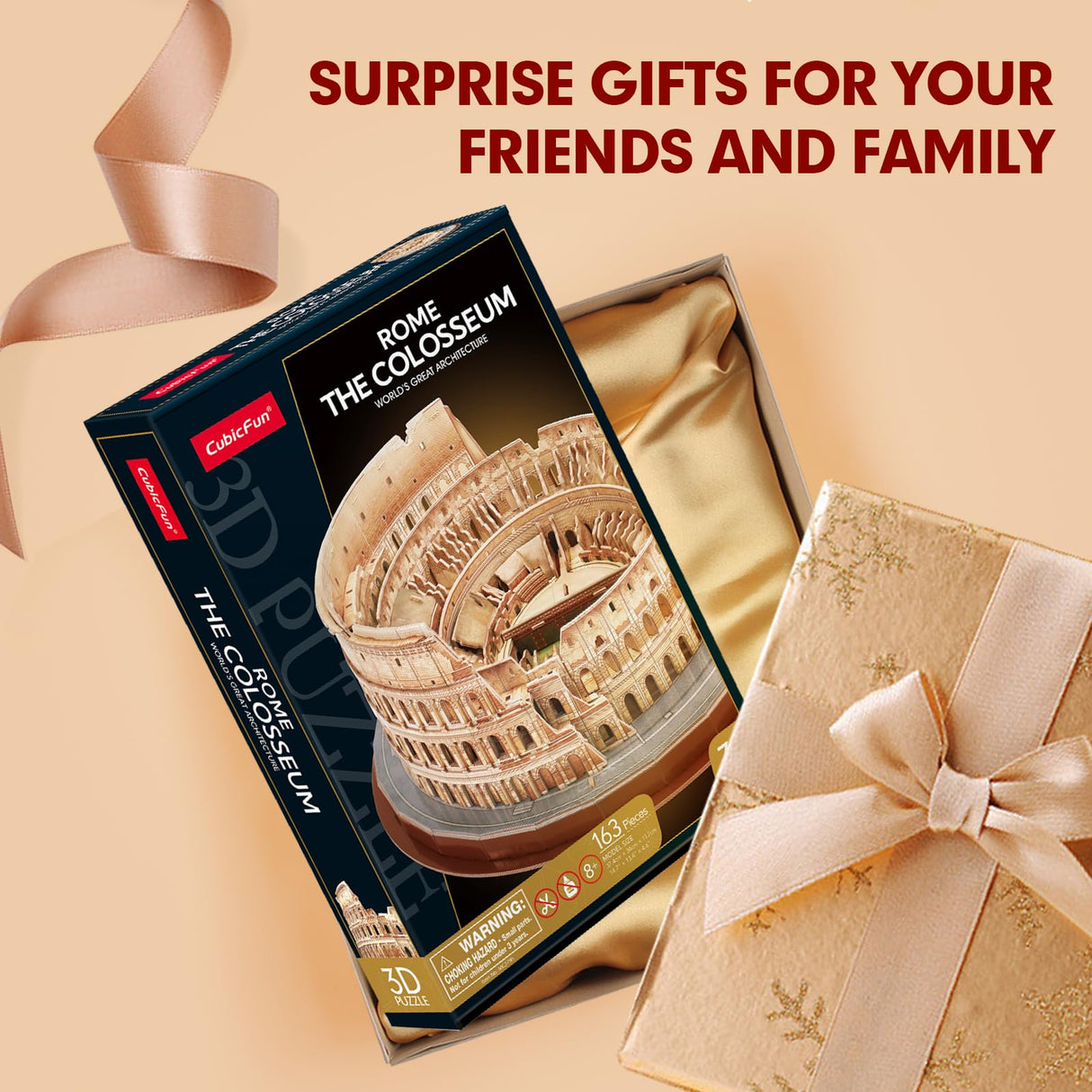 CubicFun 3D Puzzles for Adults Kids New Version Italy Rome Colosseum Jigsaw Puzzle DIY Building Model Kit Easter Gift for Boys Girls Age 10+, 163 Pieces Puzzles for Kids Ages 8-10 Easter Gifts CubicFun