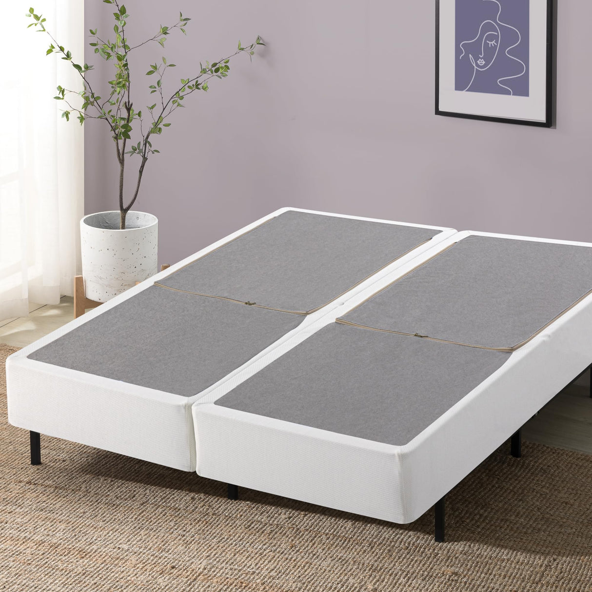 ZINUS No Assembly Metal Box Spring, 9 Inch White Mattress Foundation, Sturdy Metal Structure, Full Zinus