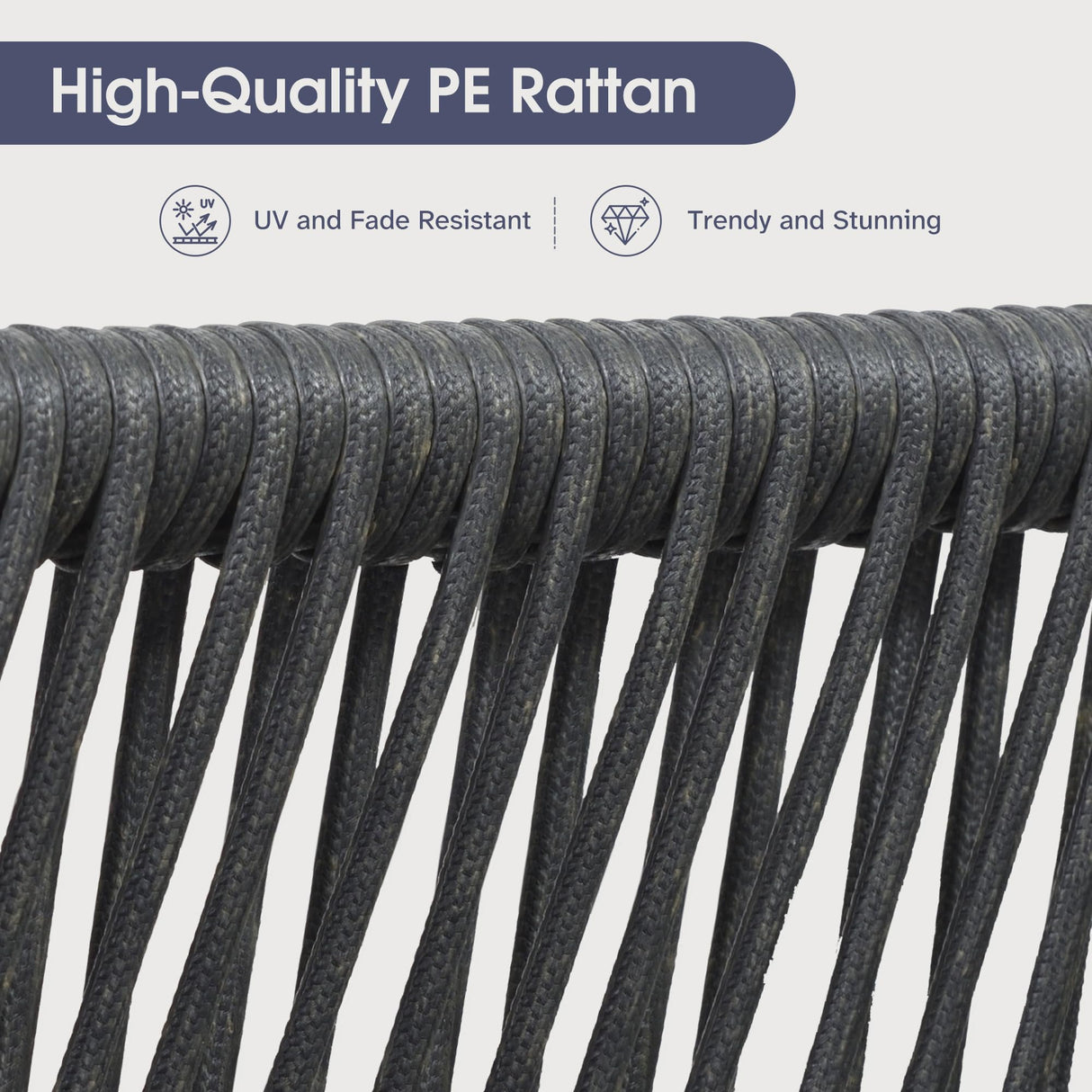 PURPLE LEAF 7 Pieces Patio Dining Set Wicker Outdoor Furniture Rectangular Table and Chairs Set for Garden Deck Aluminum Frame Backyard Kitchen Set, Cushions and Pillows Included Grey PURPLE LEAF