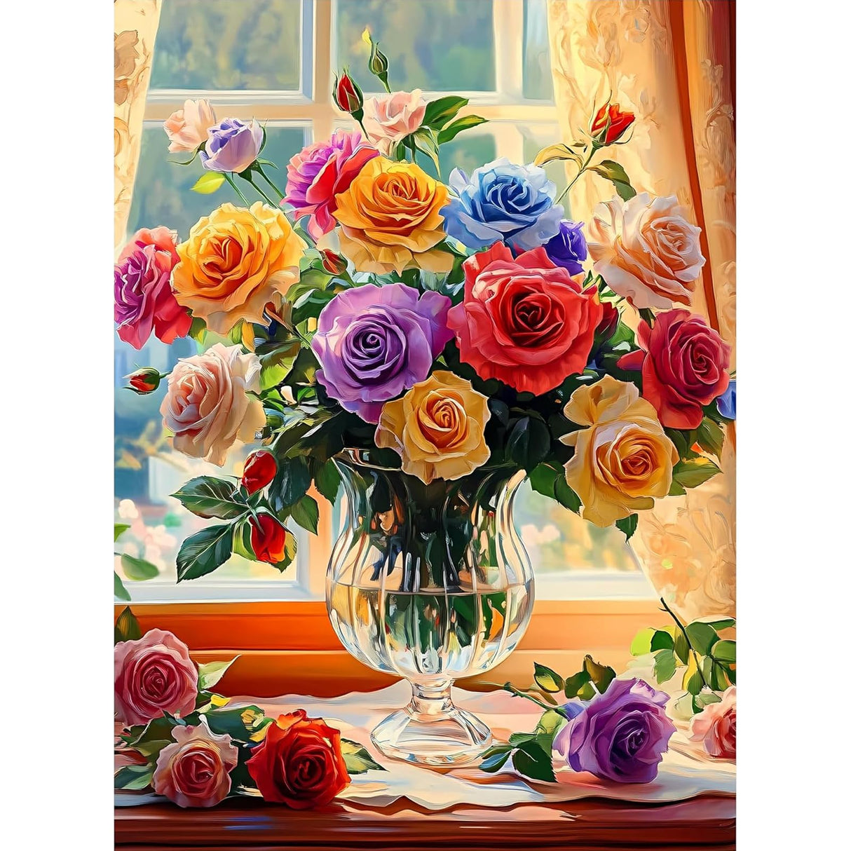 Ycydilirab Flower Diamond Art Kits for Adults-Diamond Paintings for Adults,Flowers DIY Gem Art for Adult Perfect for Relaxation and Home Wall Decor 12x16inch Ycydilirab