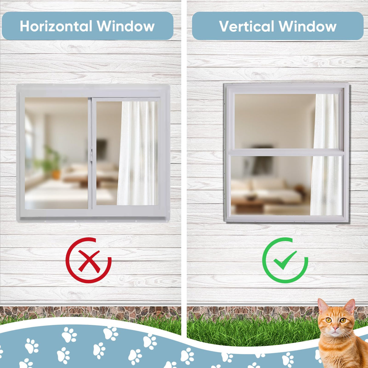 FunXplore Cat Window Box Catio Outdoor Cat Enclosure Cat Window Perch with Side Bug-Proof Wire Grid Fits Double Hung Frames 25.4" to 43.3" Wide, Sunbathing Napping Overlooking FunXplore