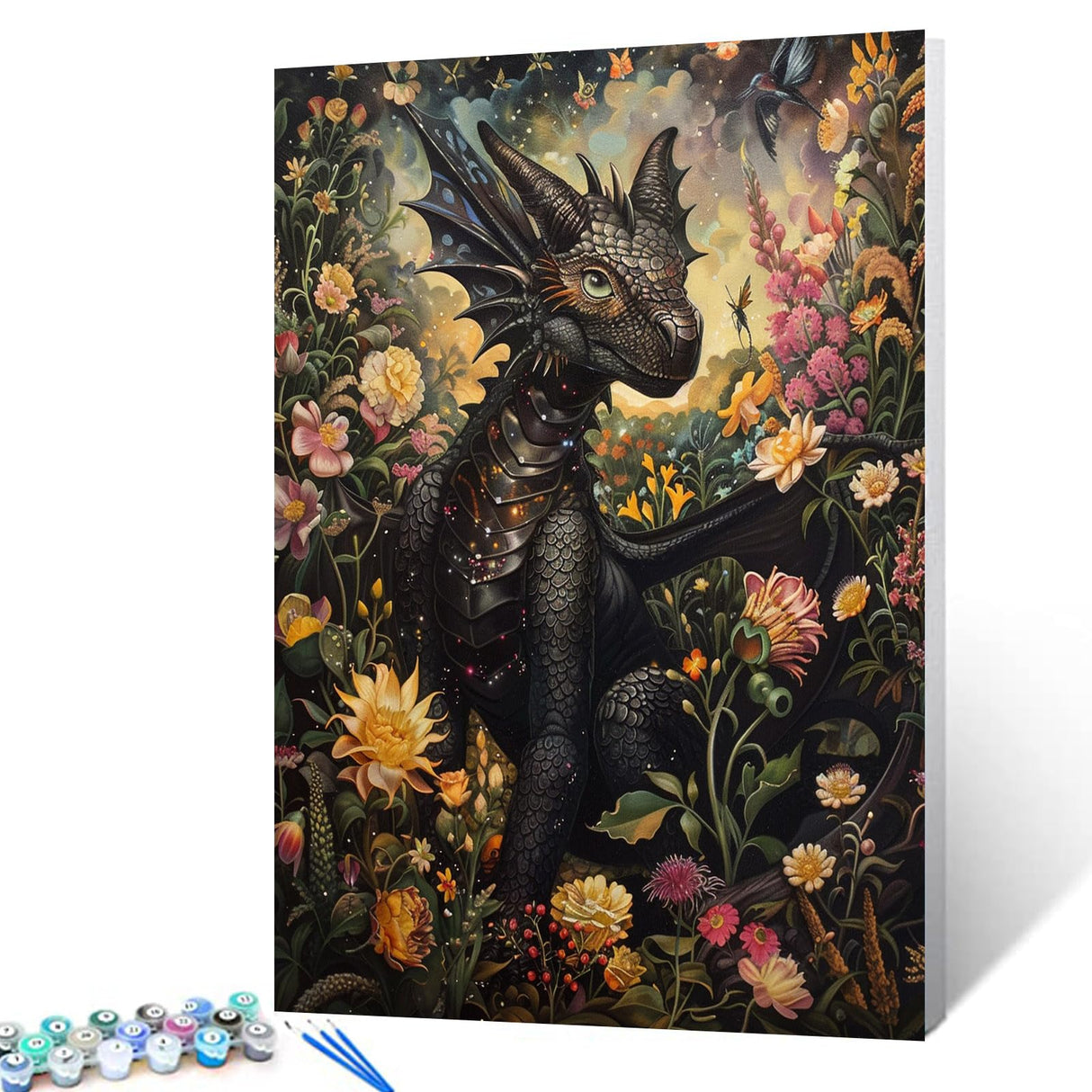 Tucocoo Gothic Dragon Paint by Numbers Kits 16x20 inch Canvas, DIY Oil Painting for Adults with Brushes and Acrylic Pigment, Magical Garden Whimsical Creatures Picture for Home Decor (Without Frame) Tucocoo