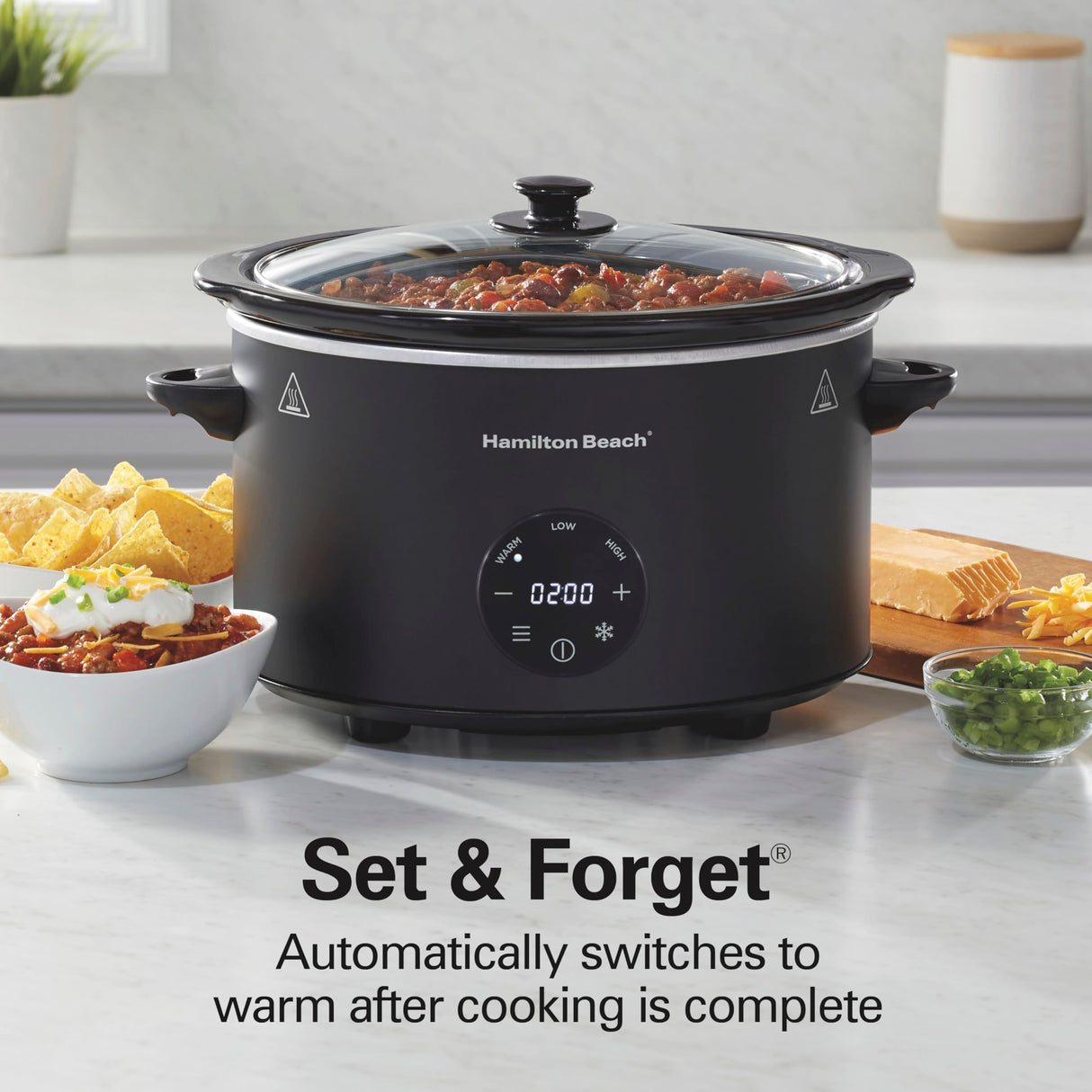 Hamilton Beach 6 Quart Set & Forget Programmable Slow Cooker with Defrost Function, Flexible Programming With Adjustable Countdown Timer, Dishwasher Safe Crock and Lid, Black (33765) Hamilton Beach