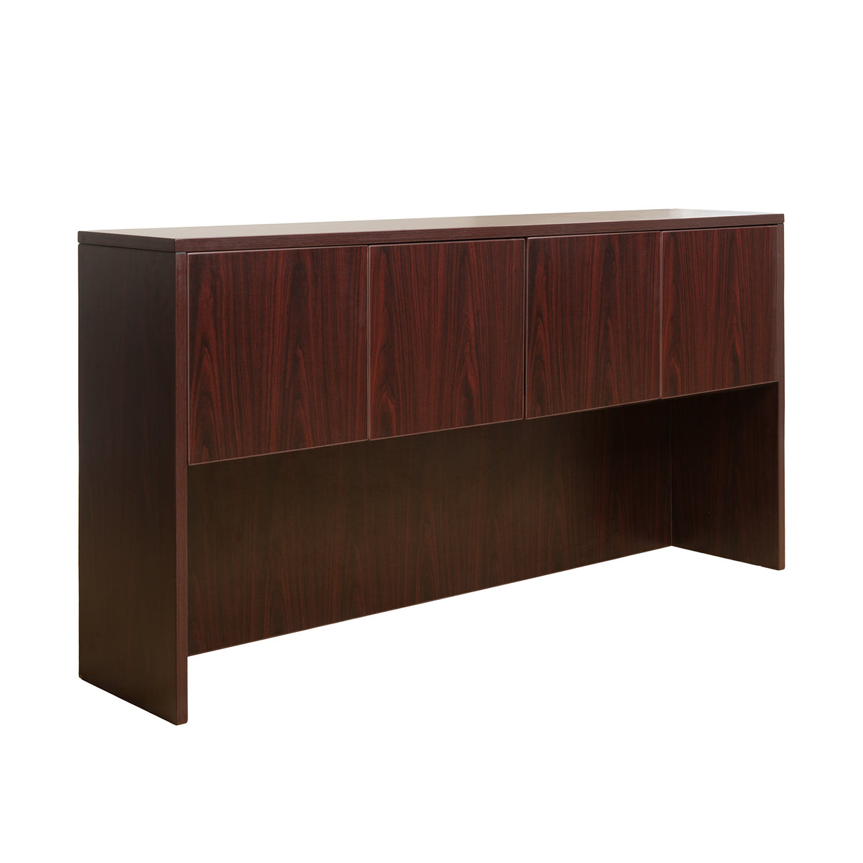Boss Office Products Holland Series 71" Executive U-Shape Desk with Pedestal File Storage and Hutch, Mahogany Boss Office Products