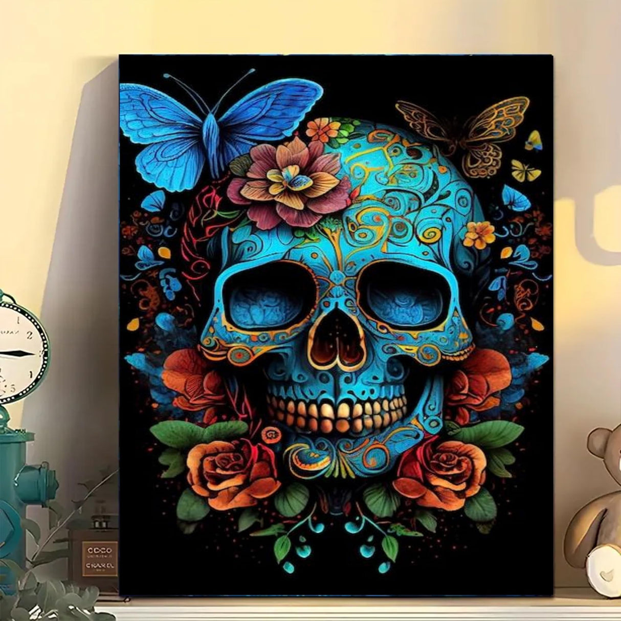 Arttoplus Skull Paint by Numbers Kit for Adults-Butterfly Adult Paint by Number Kits on Canvas,Skeleton Painting by Number Adult for Gift Home Wall Decor(16x20inch) Arttoplus