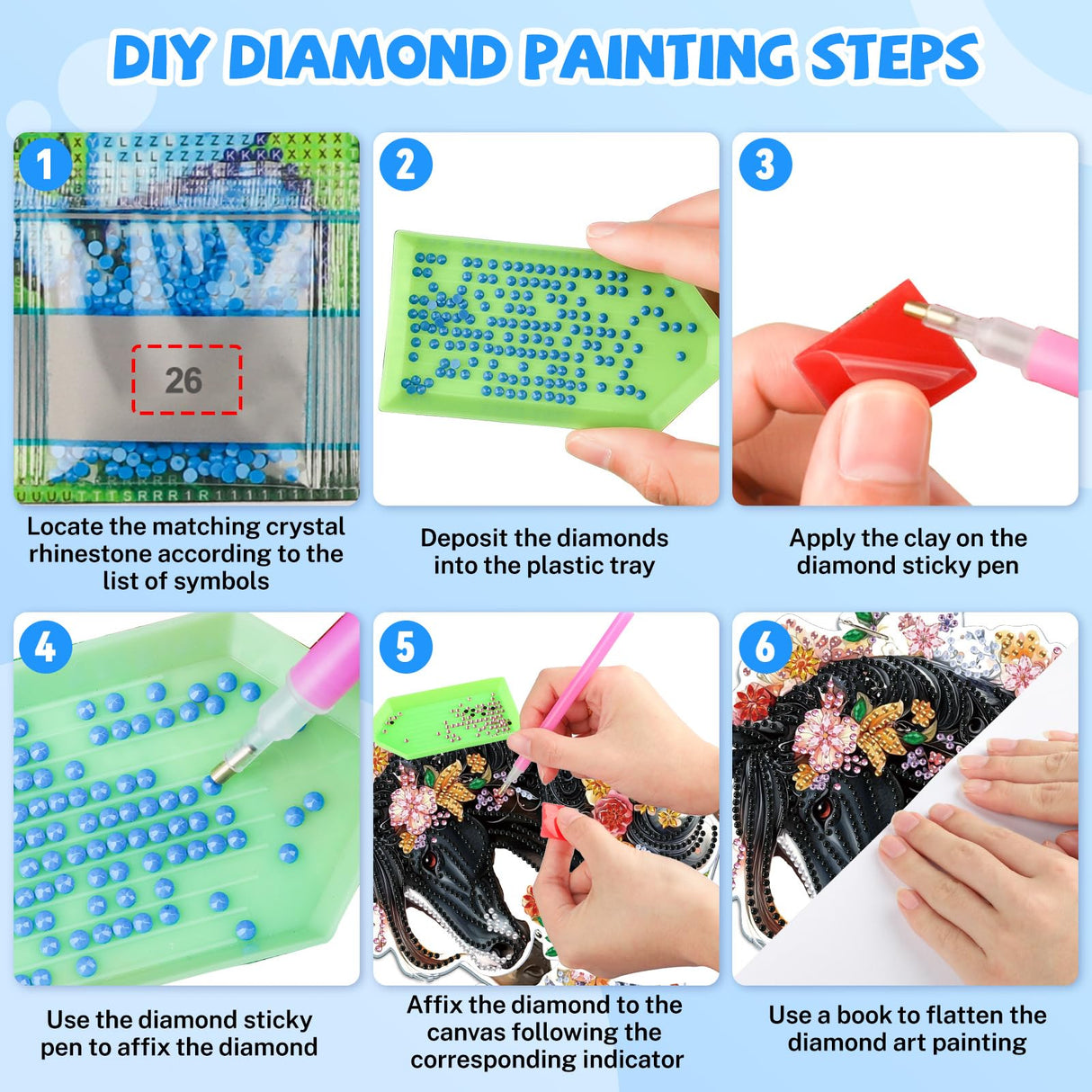 Bowetile Hanging Diamond Art Horse Kits for Adults Beginners, 5D Special Shape Diamond Painting Horse Kits, Animal Diamond Gem Art Suncatchers Painting Pendant Ornament for Home Garden Wall Decor Bowetile