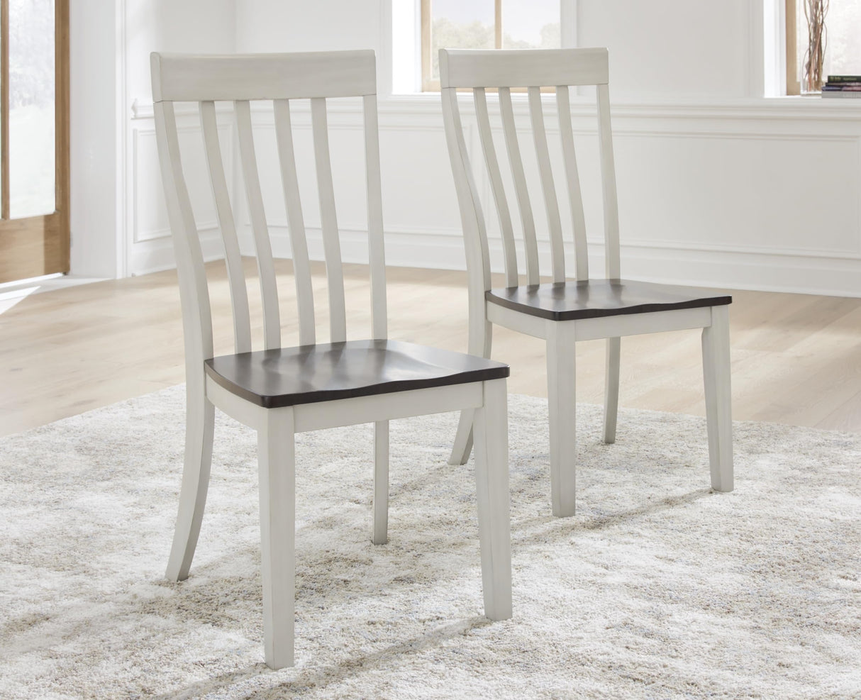Signature Design by Ashley Darborn Farmhouse Armless Dining Chair with Contoured Seat, Set of 2, White & Gray Signature Design by Ashley