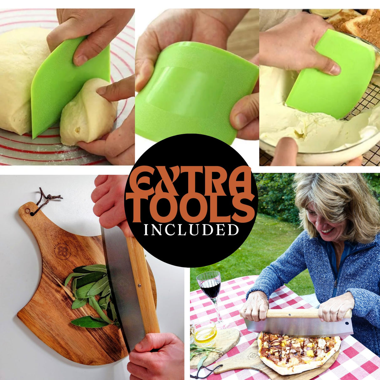 Pizza Stone for Oven and Grill Set - 5PCS Pizza Making Accessories Kit with 15 inch Stones, Peel, Cutter and Dough Tool - Large Rectangular Baking Oven Stones - Baking Stone for Bread Ritual Life