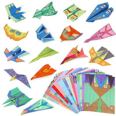 Palksky Paper Airplane Kit, Origami Kit for Kids Ages 6-12, 16 Creative Design Paper Planes Book 32 Sheets for Boys Birthday Gift