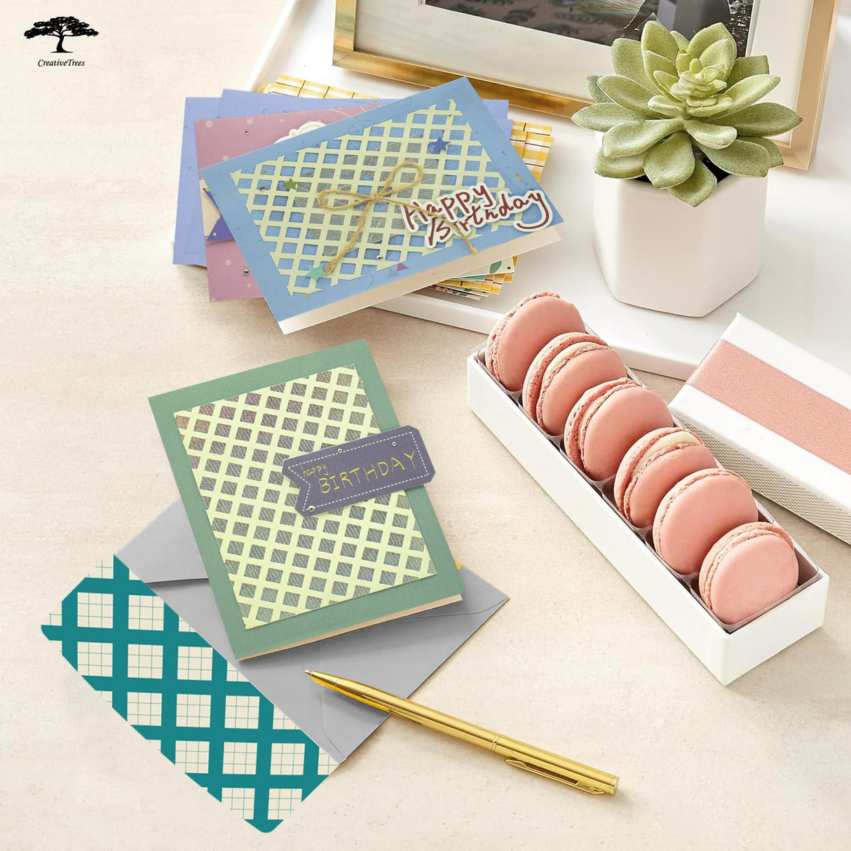 CREATIVETREES Greeting Card Making Kits DIY Blank Cards for Birthdays, 9 Envelopes, Balloon Thank You Cards, Colourful Balloon Thank You Cards with Envelopes CREATIVETREES