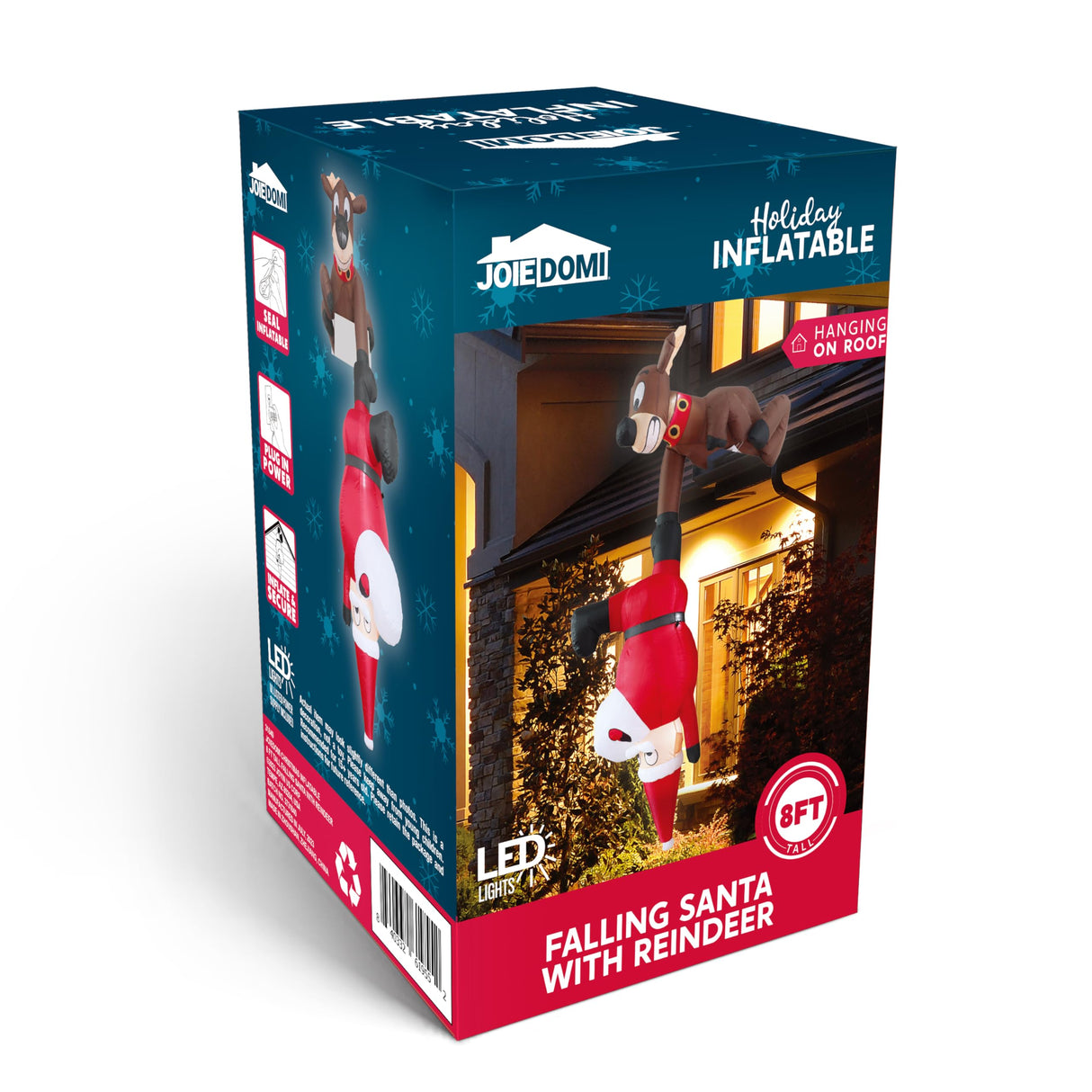 Joiedomi 8 FT Hanging Christmas Inflatables Decoration, Christmas Inflatable Reindeer and Climbing Santa, Blow Up Inflatable with Build-in LED for Xmas Party Indoor, Outdoor, Yard, Garden, Lawn Decor Joiedomi