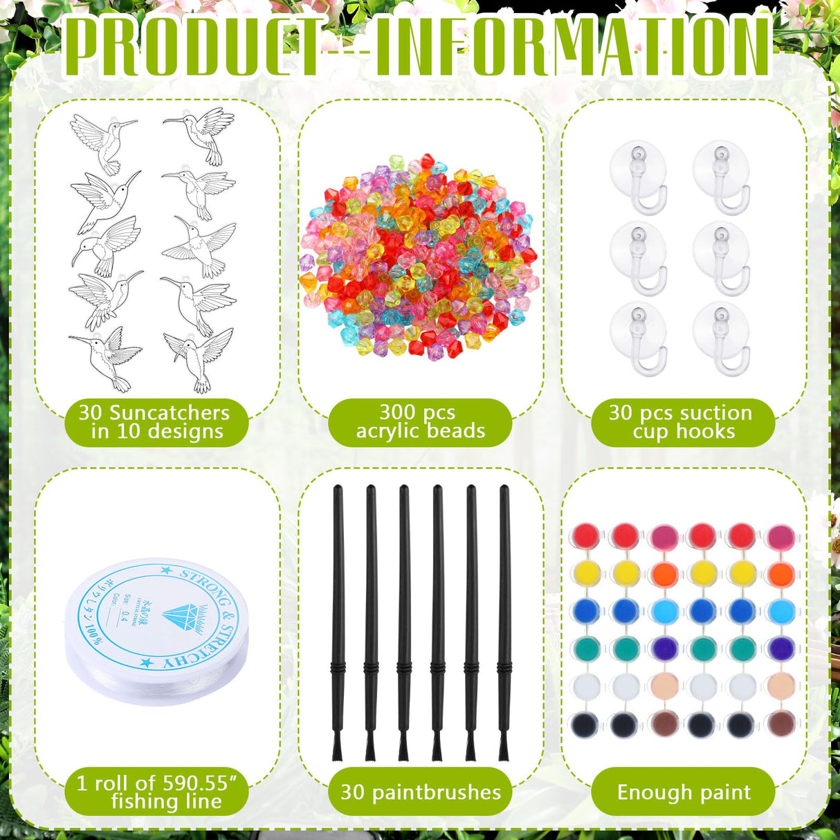 Yaomiao 30 Sets Summer Suncatchers Window Art Drawing Kits DIY Hummingbird Suncatcher Crafts Bulk Paint Your Own Window Hanging Ornaments for Home Birthday Party Favors Decor Gifts Yaomiao