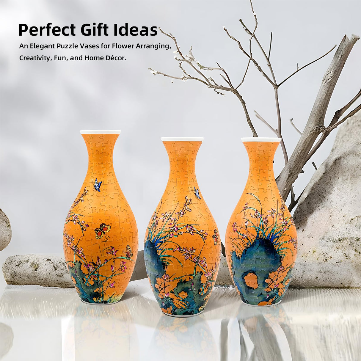 3D Puzzles Vase for Adults, 160 Pieces Puzzle Flower Vase for Home and Office Decor, DIY 4D Jigsaw Vase Arts and Crafts for Kids, Unique Housewarming Gifts for Moms YIZHOR