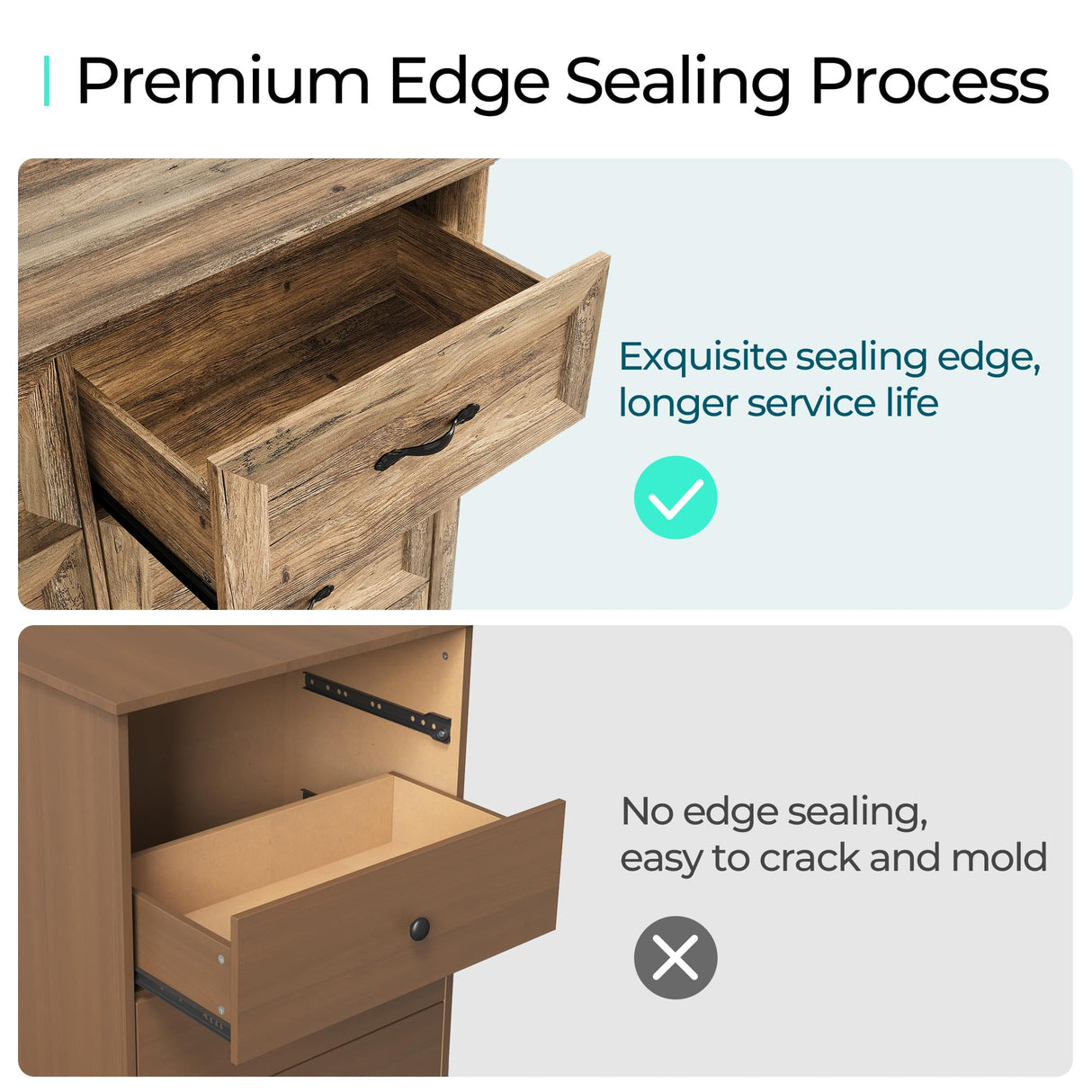 LINSY HOME Dresser for Bedroom, Long Dresser with 7 Drawers, Wood Chest of Drawers with Metal Handles, Ideal for Living Room, Entryway and Hallway LINSY HOME