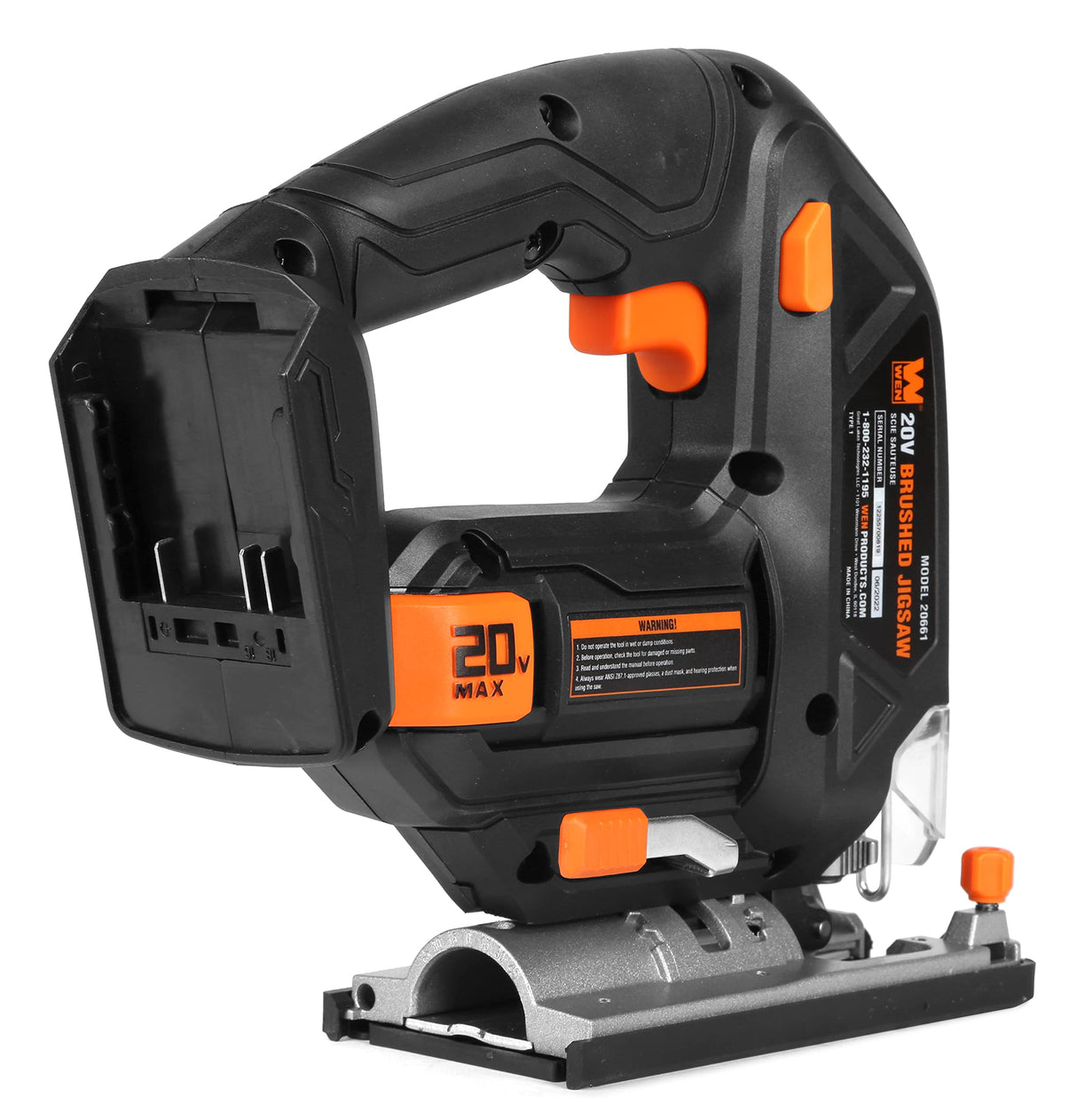 WEN Cordless Jigsaw, Variable Speed (Tool Only, 20V Max Battery Not Included) (20661BT) WEN