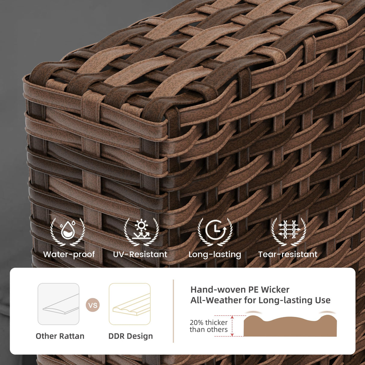 UDPATIO Patio Furniture Set with Fire Pit Table, Rocking Swivel Chairs, 5 Pieces Outdoor Furniture Sets, All-Weather Wicker Outdoor Sectional Sofa with Waterproof Cover, 4'' Thickened Cushion, Grey UDPATIO