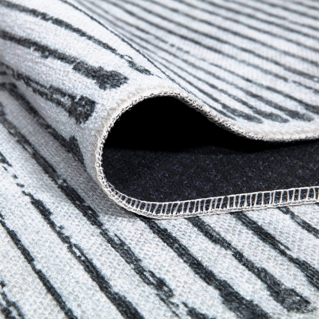 Bloom Rugs Caria Washable Non-Slip 12 ft Runner - Ivory/Black Striped Runner for Entryway, Hallway, Bathroom, and Kitchen - Exact Size: 2'6" x 12' Bloom Rugs