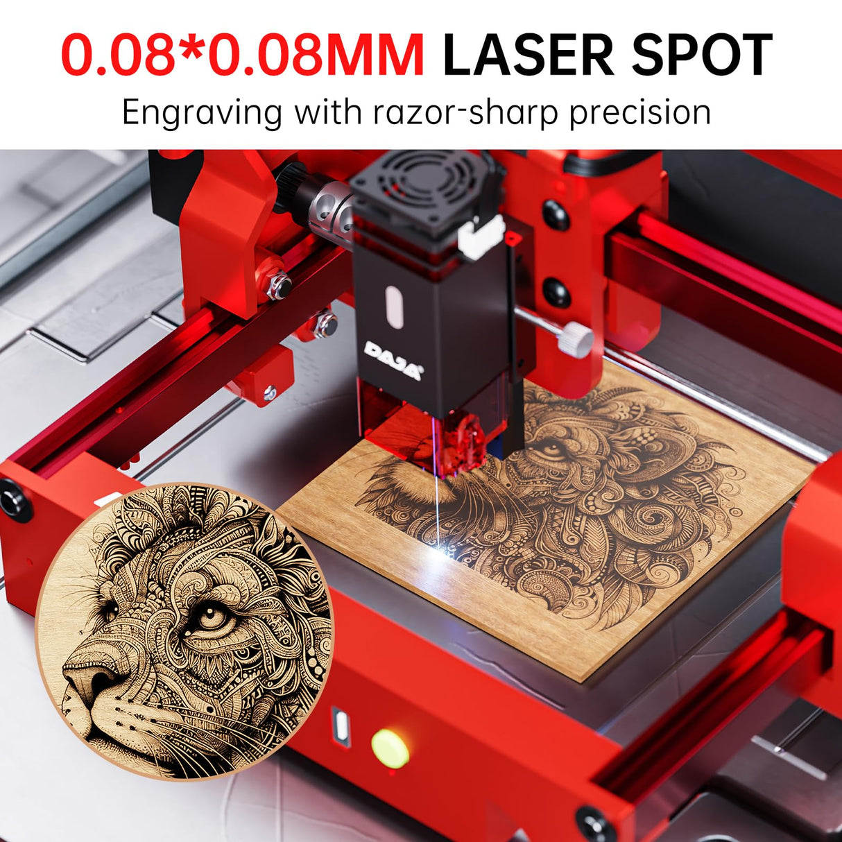 DAJA A7Pro Mini Enclosed Laser Engraver and Cutter Machine, Engraving Machine High Precision Engraving Machine for Cutting Wood,Acrylic, Plastics 4.7 x 4.7 inches (A7Pro+5.5W) DAJA