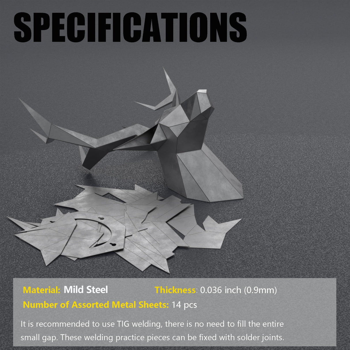 Deer Head Mild Steel welding practice kit, Welding Coupons, Welding Training Metal plates Suitable For TIG, MIG, Gas, Arc, Stick, DIY Welding Practice Kit(15 pcs) SONNLER