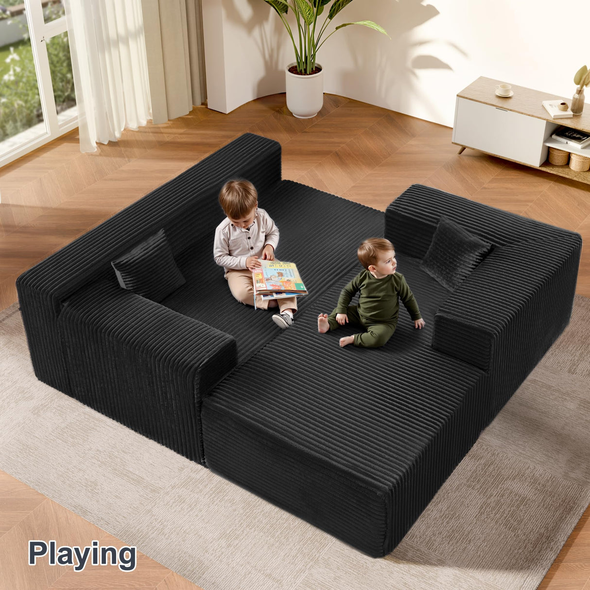 ComeWay 104" Sectional Couches for Living Room, Modular Sectional Sofa with Deep Seat, L-Shape Couch with Chaise, Cloud Couch for Living Room Bedroom, No Assembly Required (Flannel, Right) ComeWay