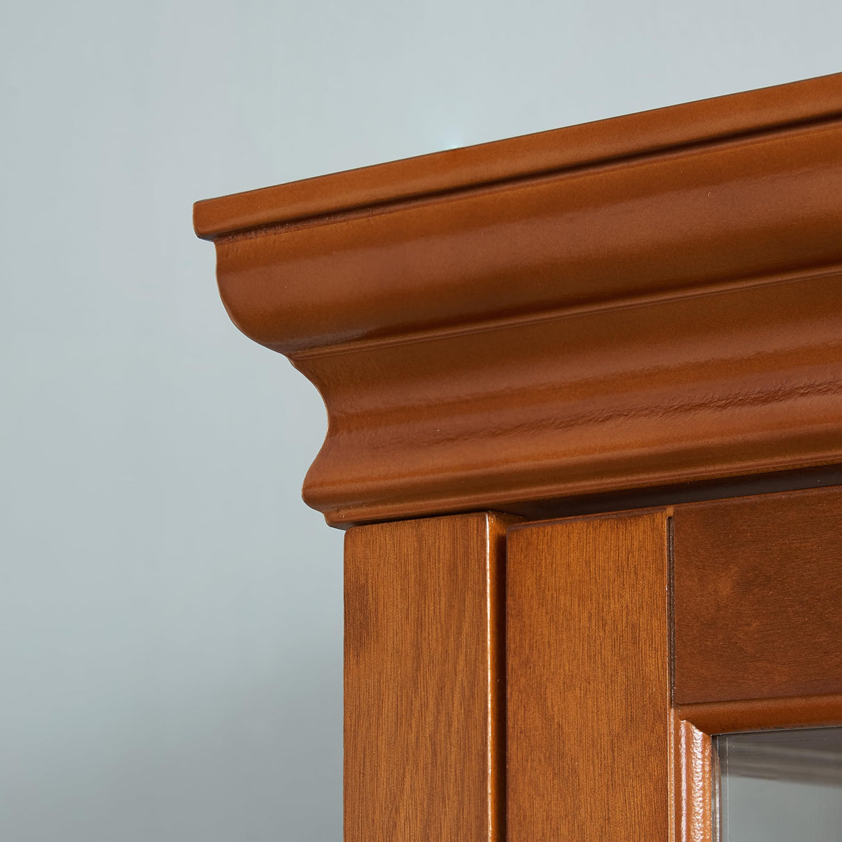 Walnut Curio Cabinet with Glass Doors and LED Lighting - 70" Tall Display Cabinet with Adjustable Shelves Kaimei