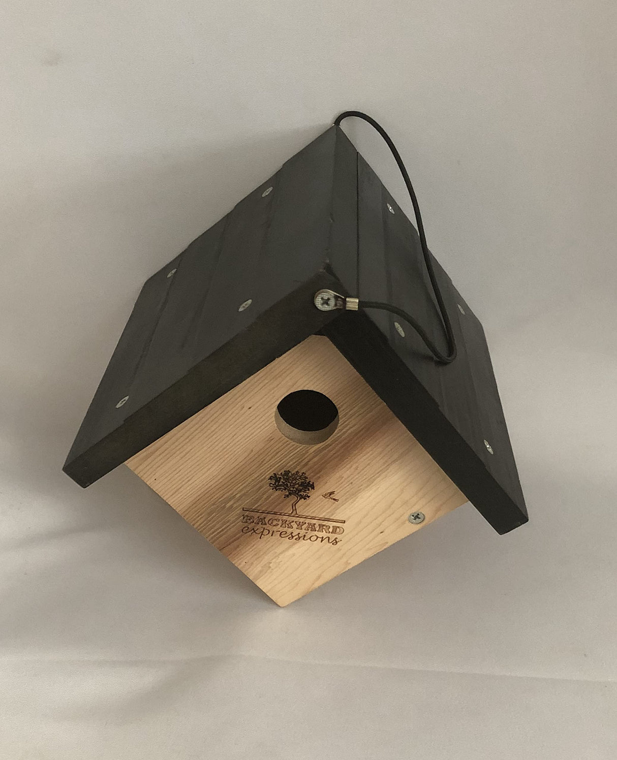 Triangle Cedar Bird House, 6.5" D x 7.1" W x 11.8" H, Natural Wood Color - Backyard Expressions BACKYARD EXPRESSIONS PATIO · HOME · GARDEN