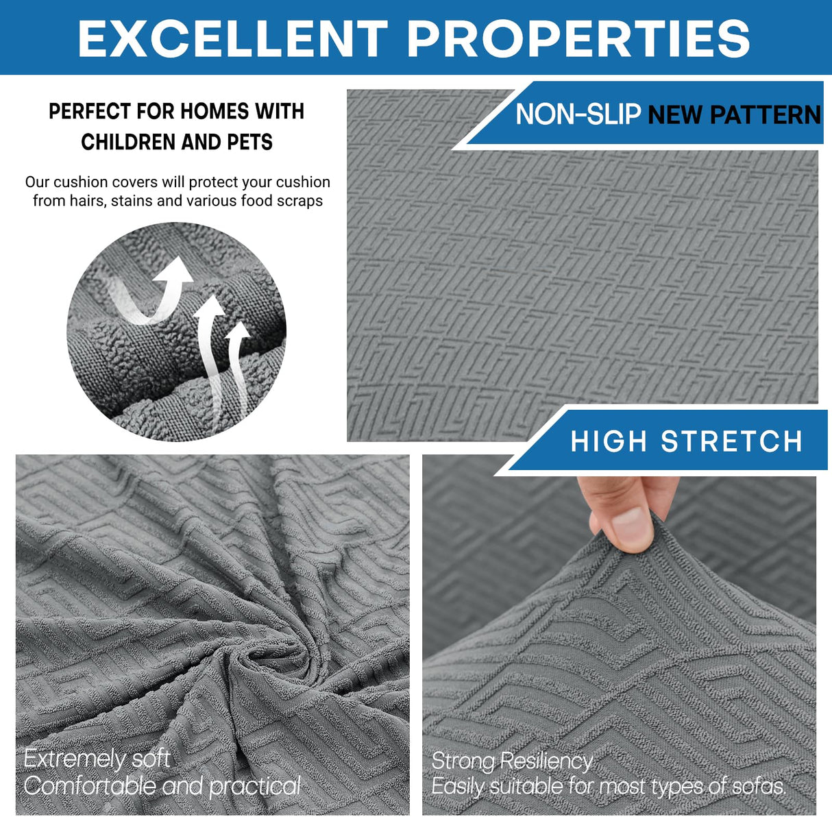 XINEAGE 2024 Newest 4 Pieces Couch Covers for 3 Cushion Couch Super Stretch Thick Soft Sofa Cover Anti Slip Sofa Slipcover Dogs Cats Furniture Protector (Light Gray, 71"-91") XINEAGE