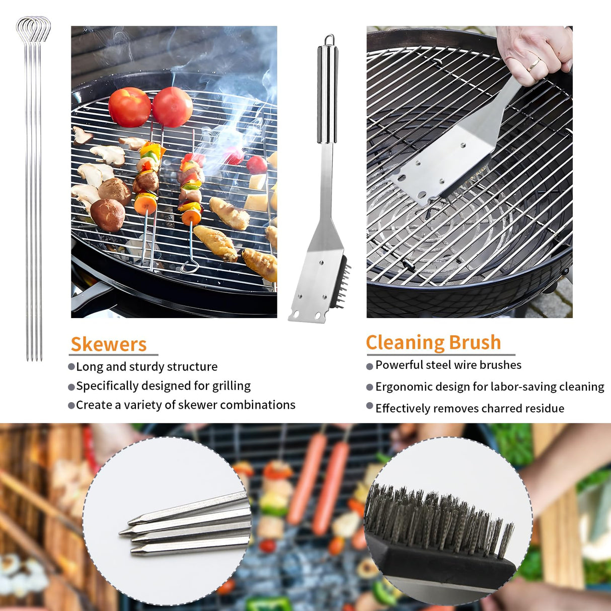 11Pcs Stainless Steel BBQ Grilling Accessories Set, Dad Gifts for Fathers Day Grilling Gifts,Portable Practical Grill Tools Utensils Kit with Storage Bag for Outdoor Grill Camping Backyard MUYFIO
