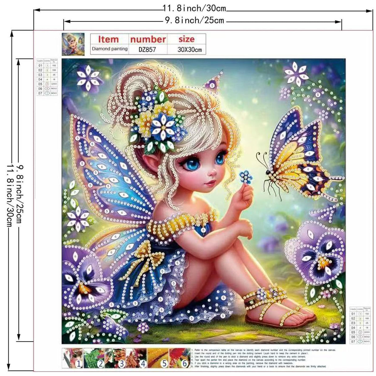 Fairy Special Shape Diamond Art Kits for Beginners, Butterfly Animali 5D Diamond Painting Kits for Adults,DIY Crystal Rhinestones Diamond Painting for Home Wall Decor 12×12Inch Butterfly fairy ZHUDENGXJL