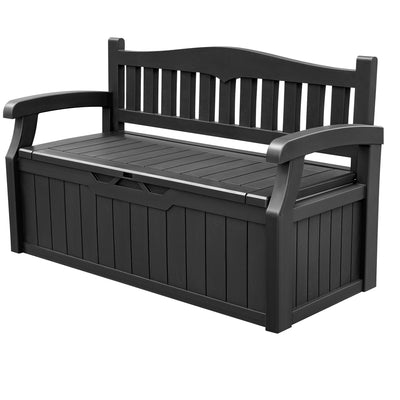 Devoko 80 Gallon Storage Bench Deck Box Lockable for Patio Furniture, Garden Decor and Outdoor Seating for Cushions, Garden Tools and Pool Supplies (Black)