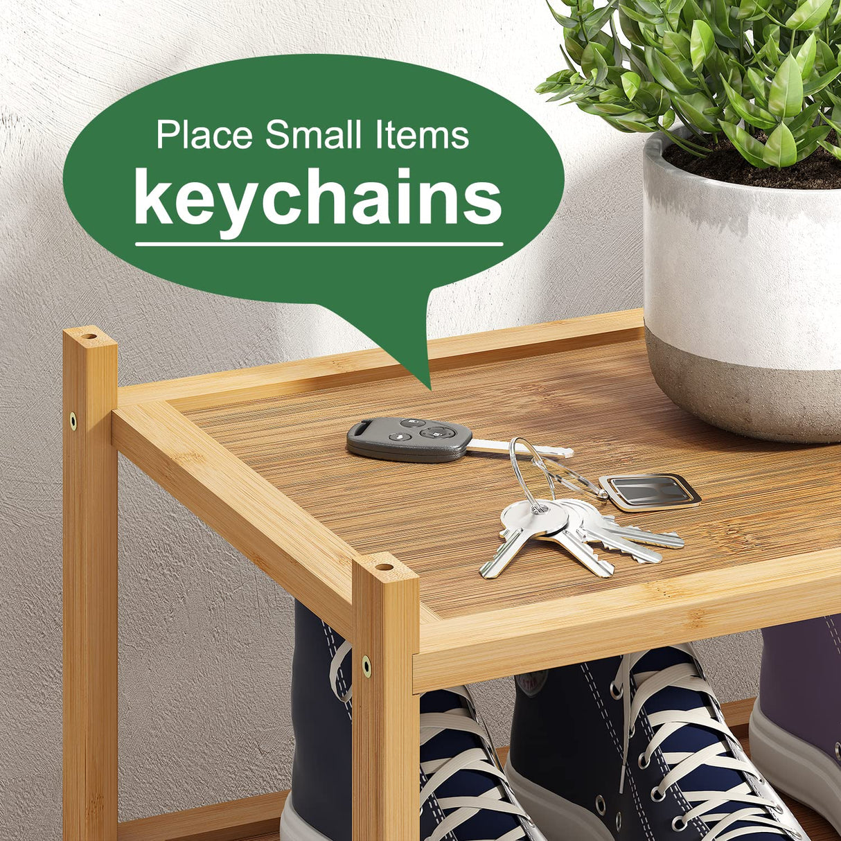 kiplant 3-Tier Shoe Rack for Closet, Bamboo Wood Shoe Rack for Indoor & Outdoor, Stackable Shoe Organizer for Entryway (Natural, 3-Tier) kiplant