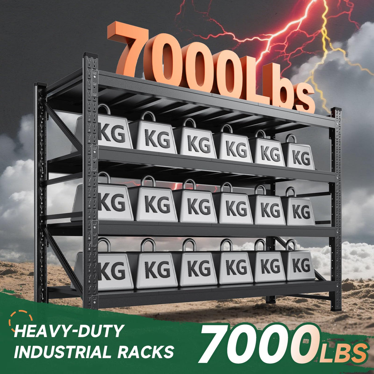 Letaya 68" W Storage Shelves Heavy Duty, 7000LBS Garage Shelving Units, 4 Tier Adjustable Utility Rack Shelf,Large Metal Industrial Shelves,for Shop,Warehouse,Basement (68" W x 24" D x 64" H) Letaya