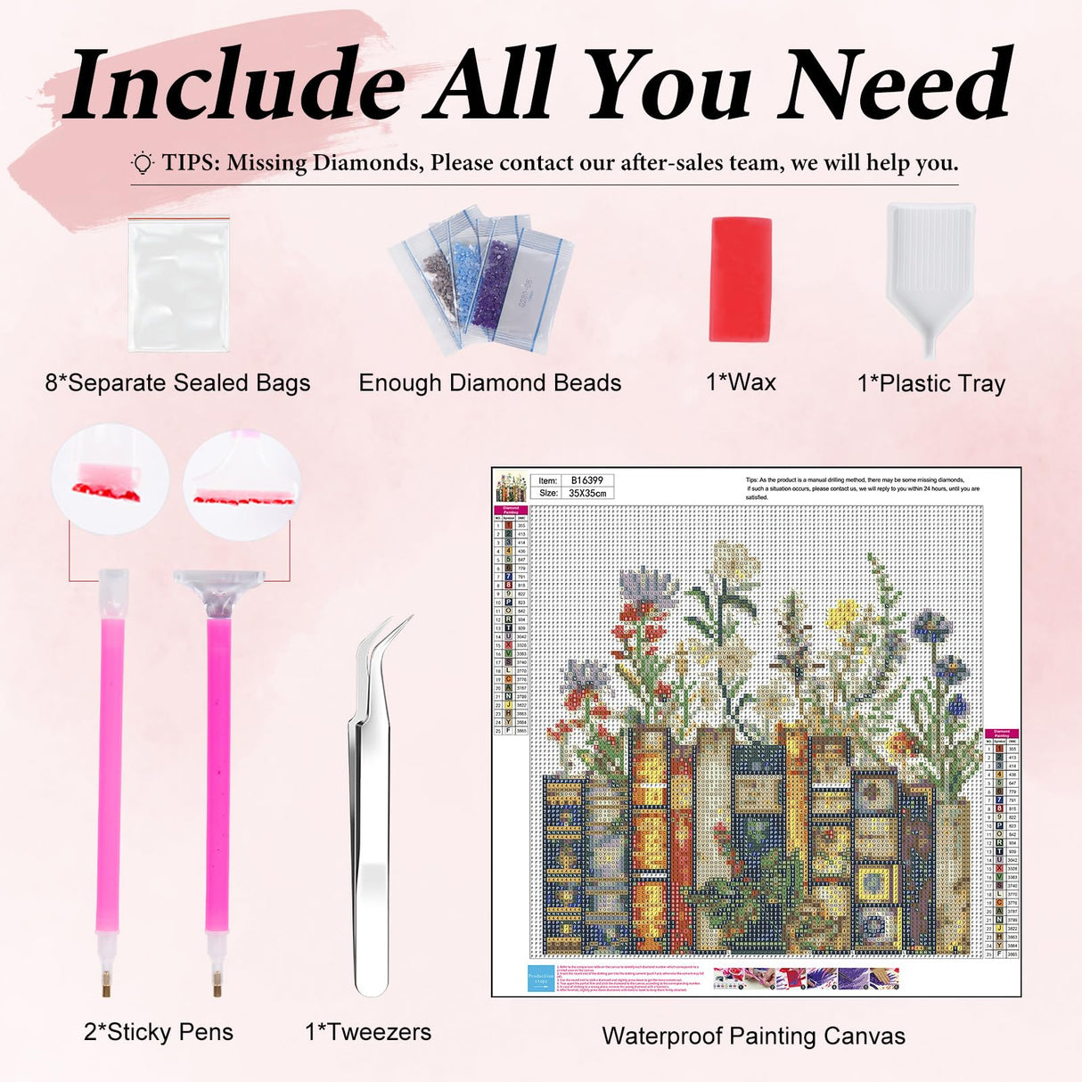 Yezavesu Book Diamond Art Kits for Adults, Book Flower Diamond Painting Kit for Beginners, 5D DIY Round Full Drill Painting with Gem Art Craft Kits for Home Wall Decor 14x14 Inch Yezavesu