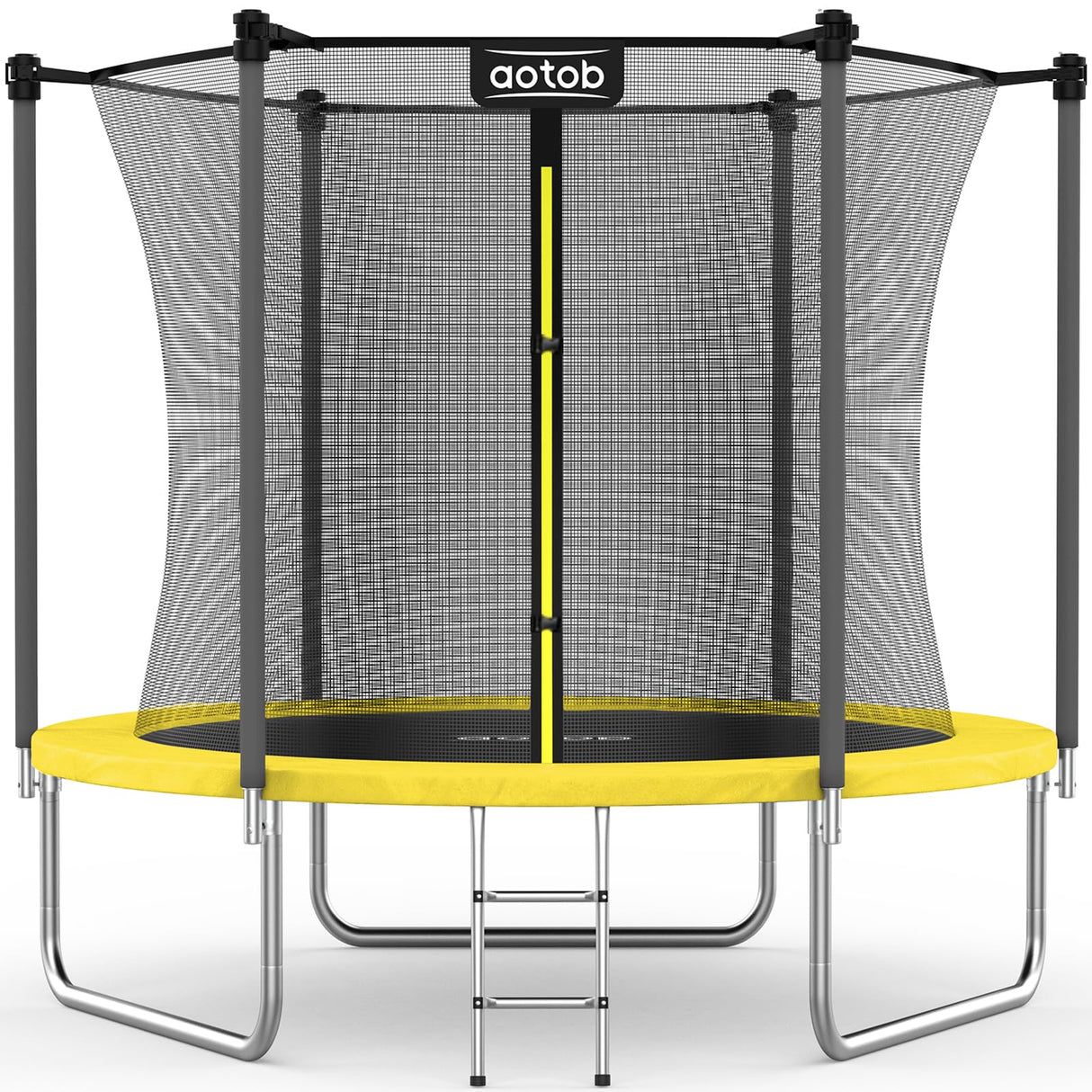 AOTOB 12 FT Trampoline for Kids with Enclosure Net, Recreational Outdoor Trampolines, ASTM Approved (Yellow) AOTOB