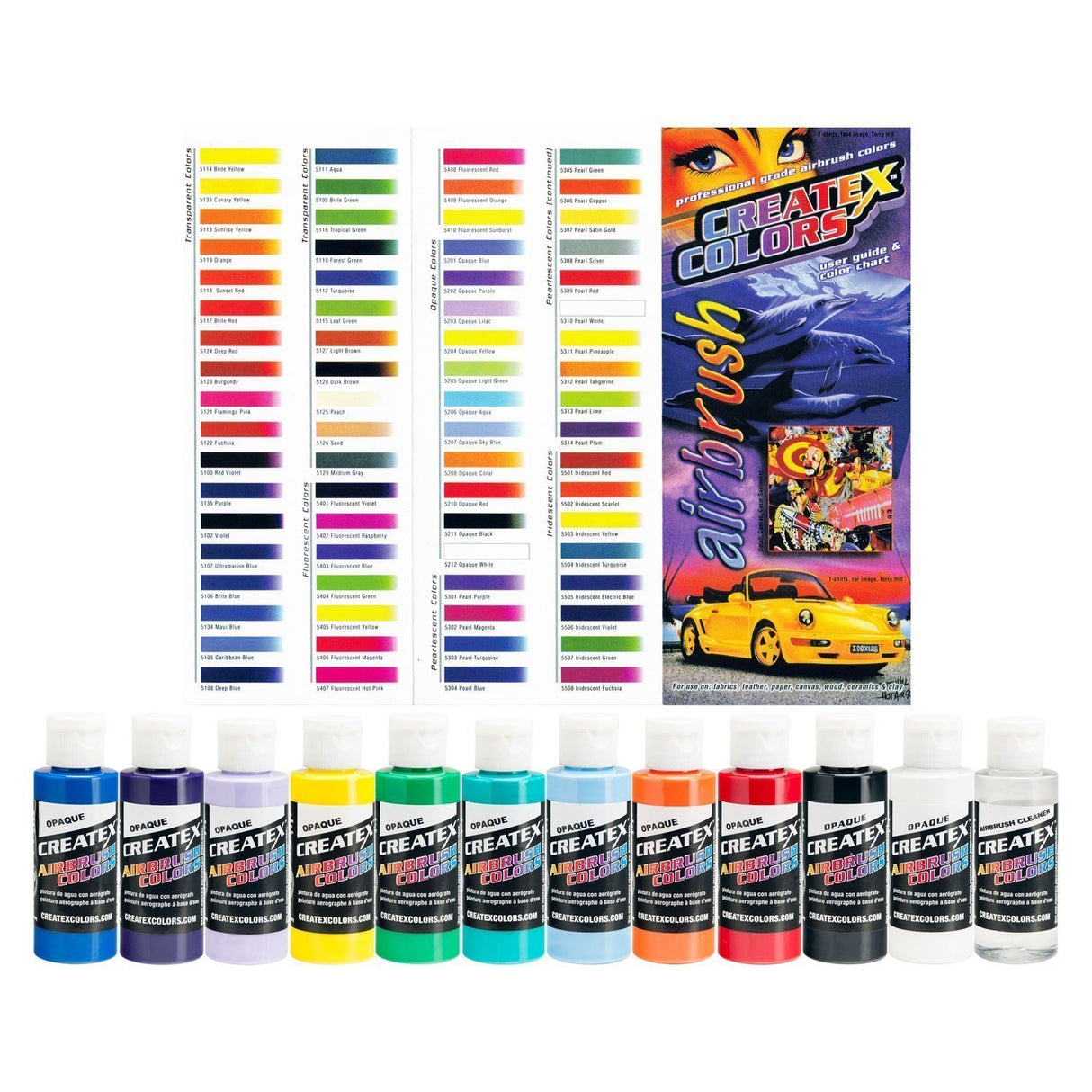 Createx Colors Ready to Use Airbrush Paint Set of All 11 Opaque Colors Plus Free Bonus Createx