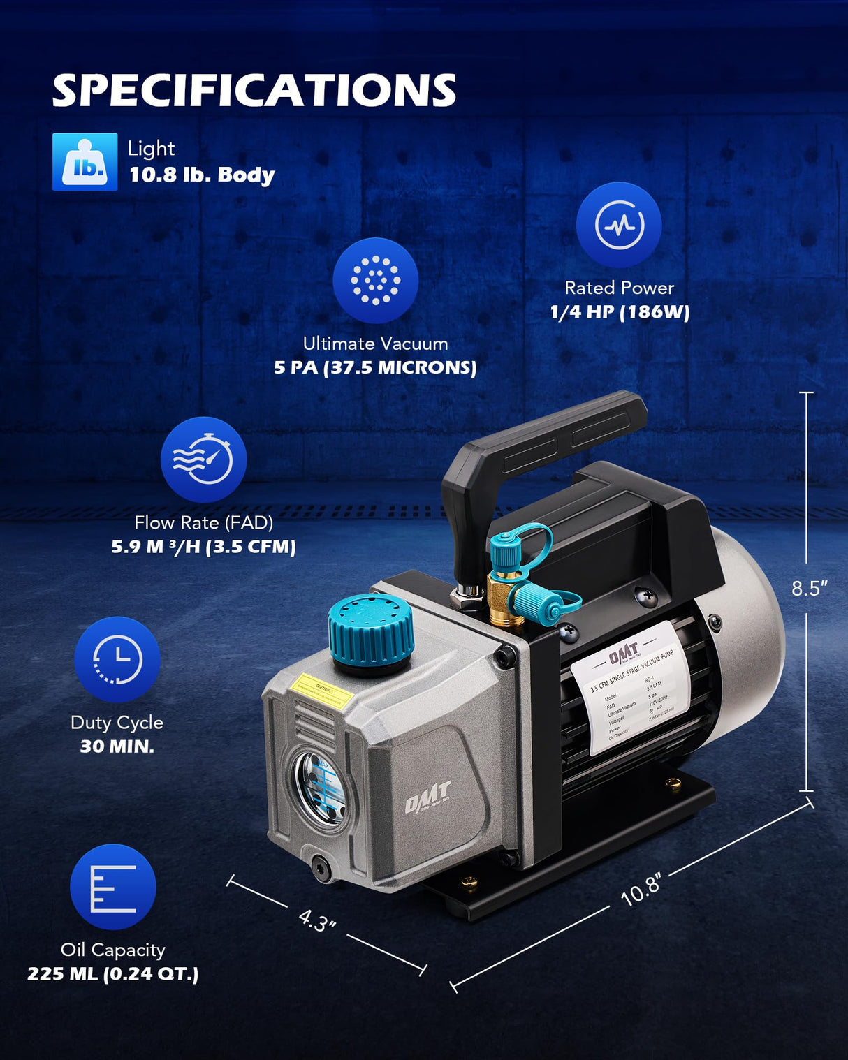 Orion Motor Tech 3 Gal Vacuum Chamber with Pump Kit, 3.5 cfm Vacuum Pump and Chamber Kit with Tempered Glass Lid 5 ft Hose, Vacuum Degassing Chamber Kit for Stabilizing Wood Degassing Silicone Resin Orion Motor Tech