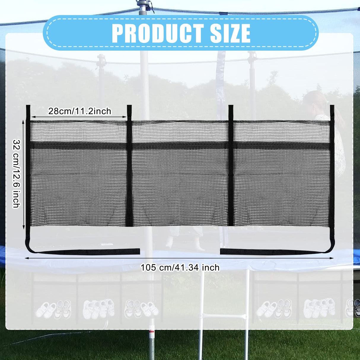 Nuenen 2 Pieces Trampoline Shoes Bag Holder 3 Pouch Trampoline Storage Mesh Bag with 4 Straps Trampolinturnen Shoe Holder Indoor Fitness Shoes Organizer Trampolinturnen Equipment Accessories Nuenen