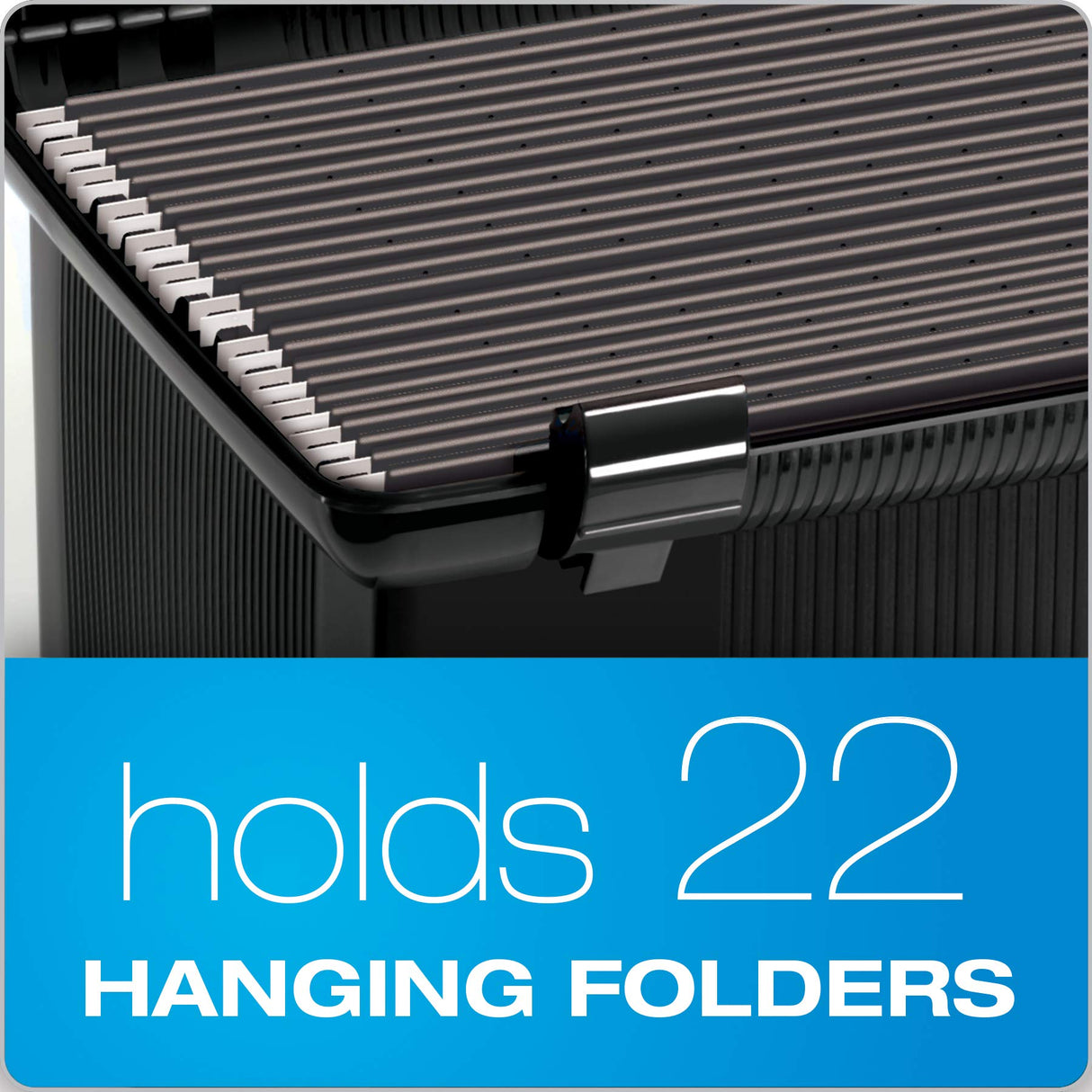 Pendaflex Portable File Box with File Rails, Simple Document Storage, File Bin for Home and Office, Hinged Lid with Double Latch Closure, Black, 3 Black Letter Size Hanging Folders Included (41742AMZ) Pendaflex