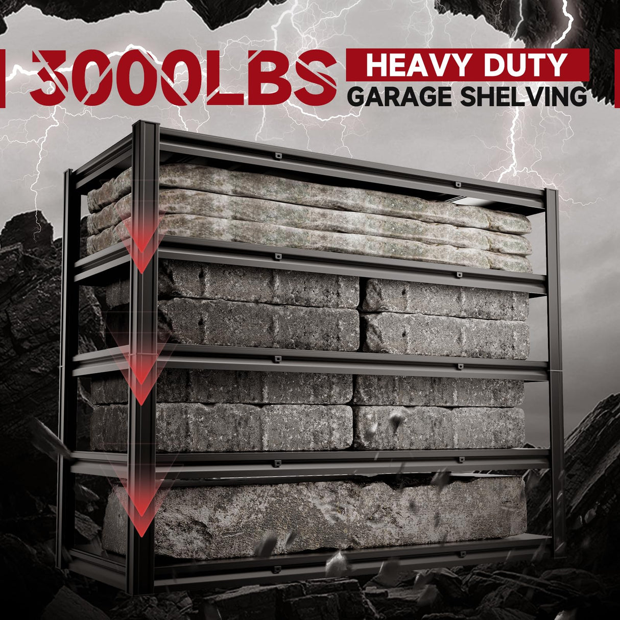 cynnda 5-Tier 60" W x 24" D x 72" H Garage Shelving 3000LBS Storage Shelves Heavy Duty Metal Shelf Unit Adjustable Basement Industrial Storage Racks cynnda