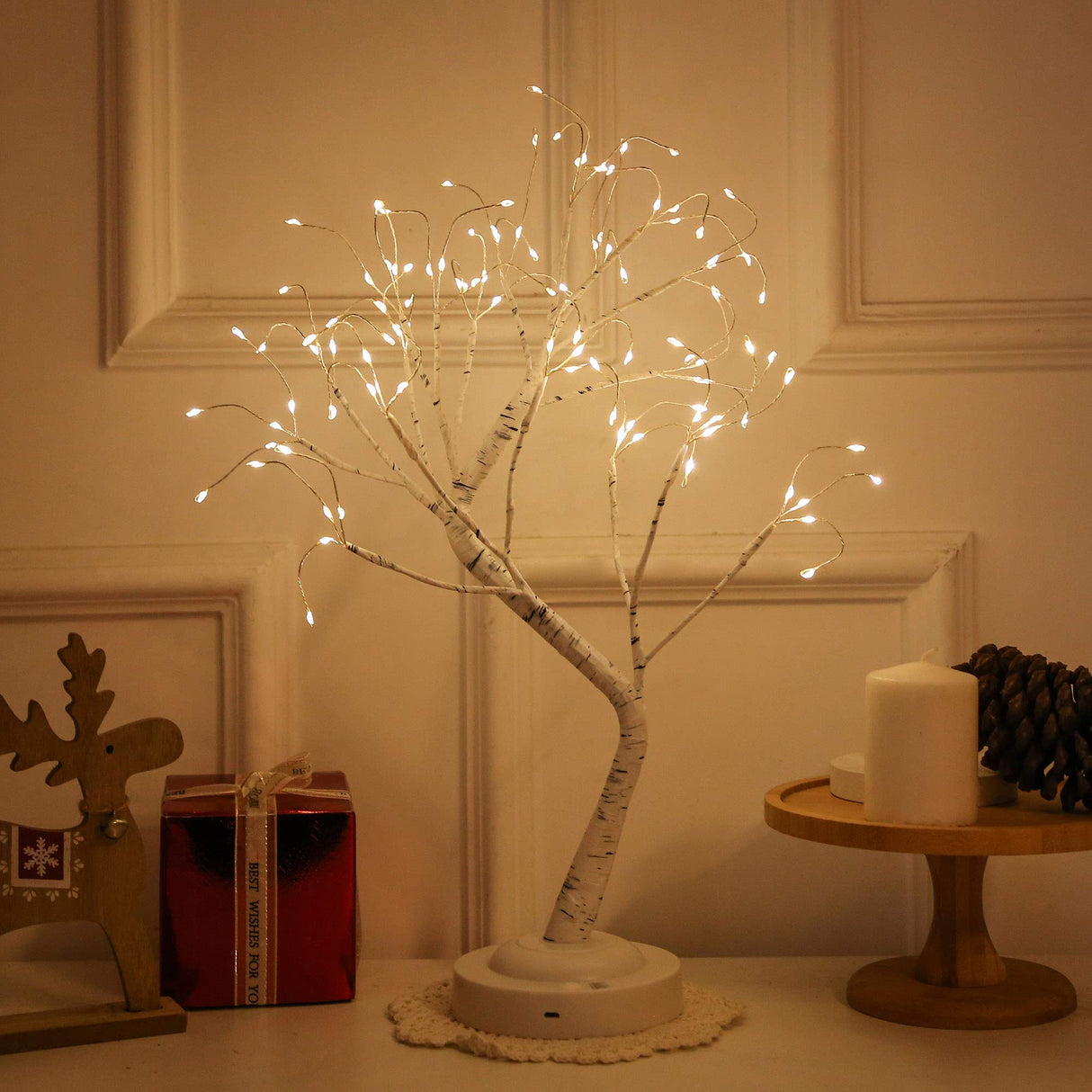 FUCHSUN $$$ 108 LED Birch Tree Light Tabletop Bonsai Fairy Tree Lamp, 8 Lighting Modes & Timer & Battery/USB Operated, Party Wedding Holiday Festival Christmas Decoration, Warm White FUCHSUN $$$
