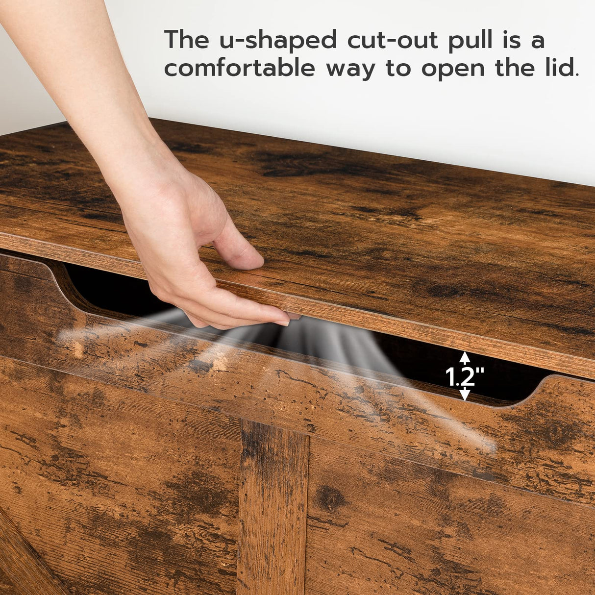 HOOBRO Storage Bench, 39.4” Retro Wooden Storage Chest with U-Shaped Cut-Out Pull, Safety Hinge, Supports 220 lb and Easy Assembly for Toy Box Organizer (Rustic Brown) BF771CW01 HOOBRO