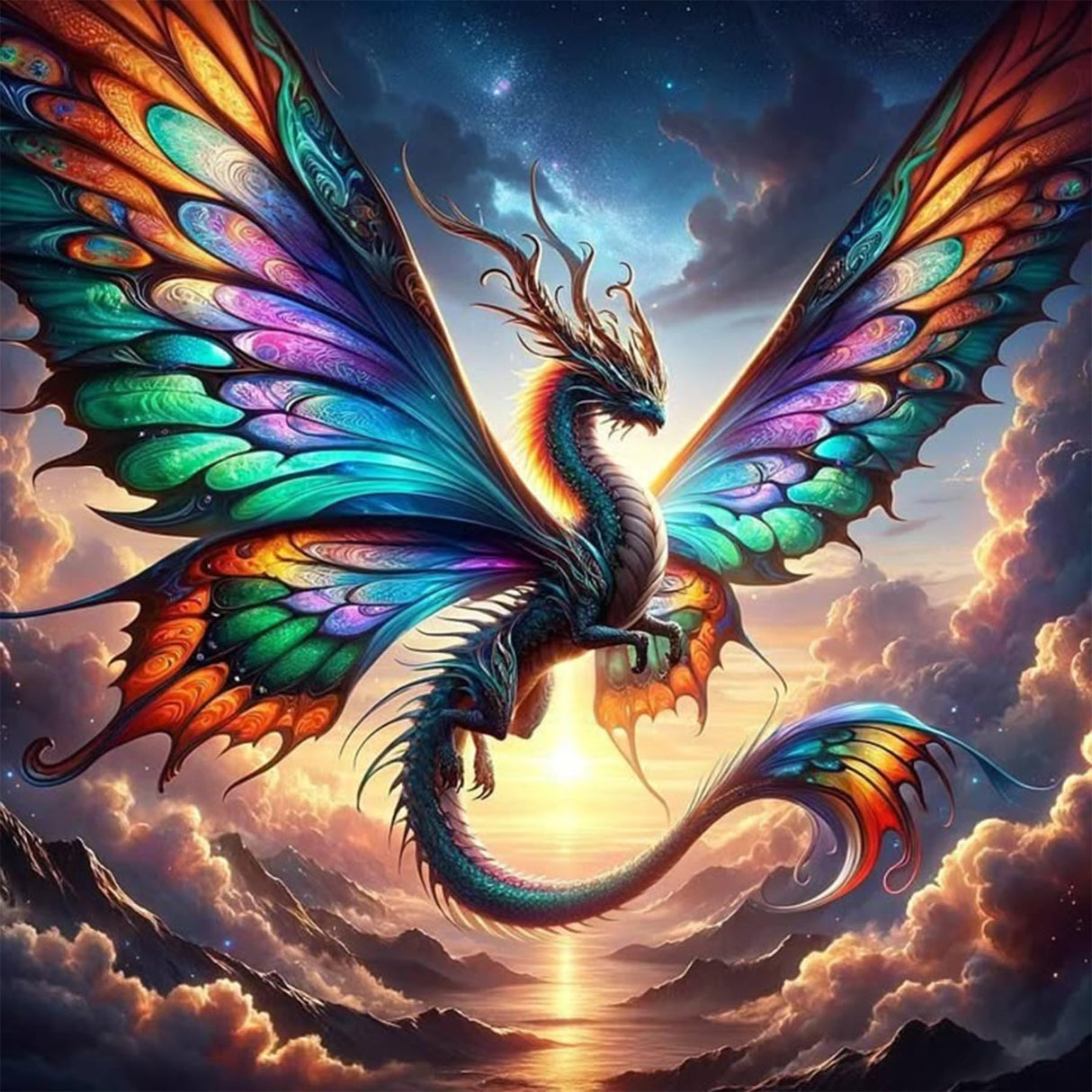 Ekuxom Dragon Diamond Art Kits for Adults, 5D Diamond Painting Kits for Beginners, DIY Round Full Drill Diamond Gem Art Kits for Crafts Home Wall Decor Gift 14x14 inch Ekuxom